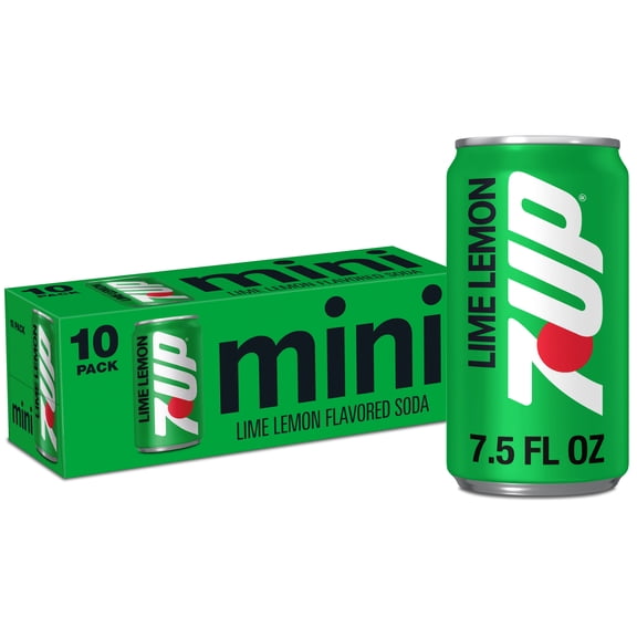 7UP Caffeine Free Lime Lemon Soda Pop, 7.5 fl oz, 10 Pack Cans