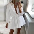 thumbnail image 1 of WILLBEST Robes pour Femmes Robes Décontractées à Volants avec Cordon Manches Longues Évasées Été Robe Mini Unie, 1 of 4