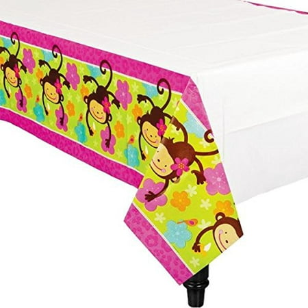 Pink Mod 'Monkey Love' Paper Table Cover (1ct)