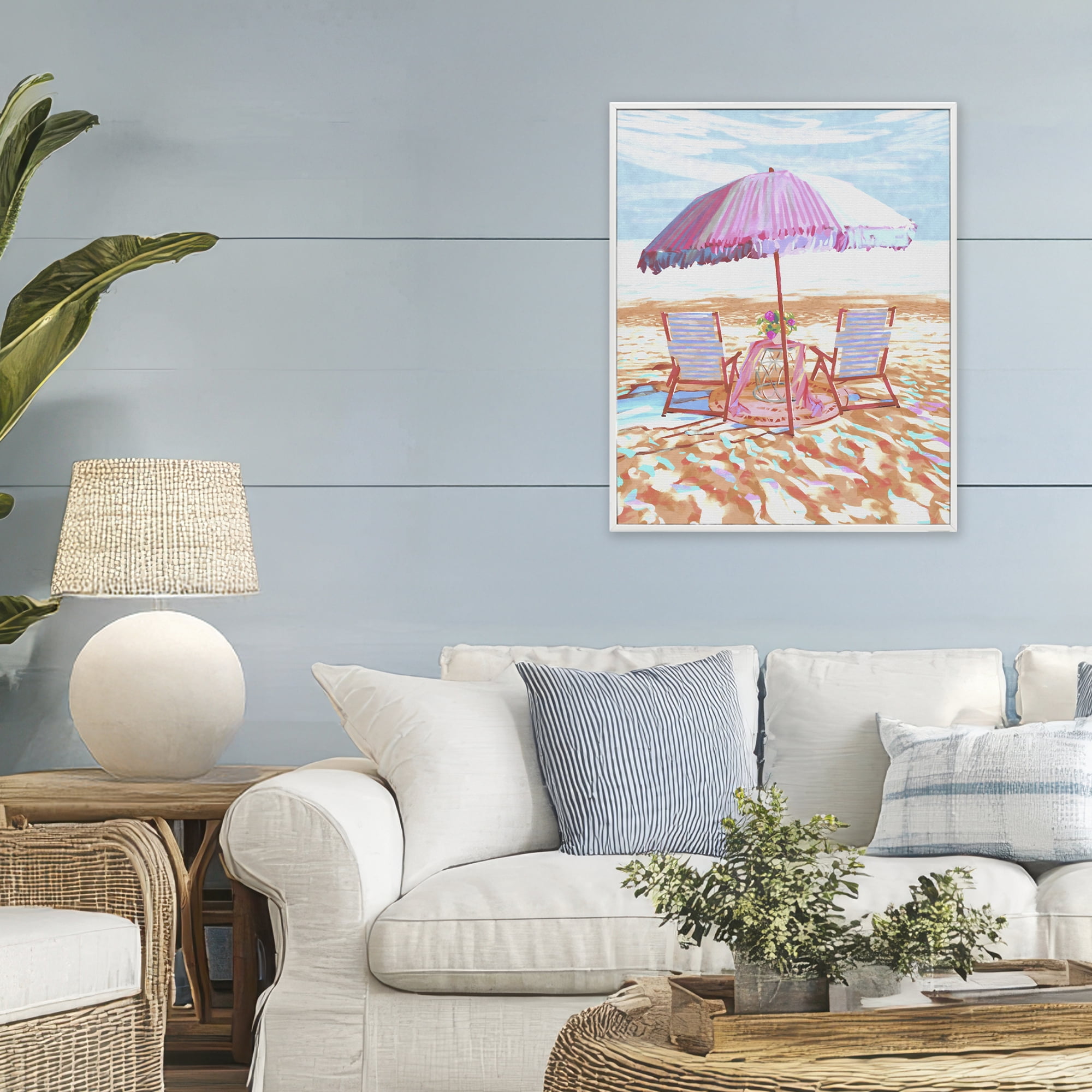 Stupell Industries Seaside Summer Picnic For Two White Framed Giclee Art, design by Ziwei Li