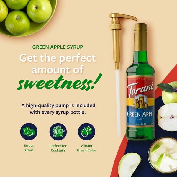 Torani Green Apple Flavoring Syrup, Professional Zesty Fruit