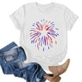 thumbnail image 3 of USSUMA T-Shirts for Women Trendy Fireworks Print Women's Shirts and Blouses Short Sleeve Women Tops Dressy Casual Summer Comfy Graphic Cute Round Neck Plus Tunics Beach, 3 of 4