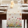 thumbnail image 3 of Table Runners 70 Inches Long Dress Scarves, Watercolor Flowers Farmhouse Coffee/Dining/Kitchen Table Decor, Holiday Table Runner, Spring Daisy Floral Butterflly Beige 13x70 Inch, 3 of 9