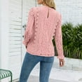 thumbnail image 4 of Brglopf Womens Lace Tops Long Sleeve V Neck Shirts Crochet Satin Blouse Casual Loose Lightweight Blouses, 4 of 8