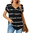 thumbnail image 4 of Patlollav Womens Petal Sleeve Tops V-Neck Short Sleeve T-Shirts Cute Print Summer Blouses, 4 of 6