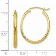 thumbnail image 4 of 14k Yellow Gold Lightweight Diamond-cut Oval Hoop Earrings - 25mm, 4 of 6