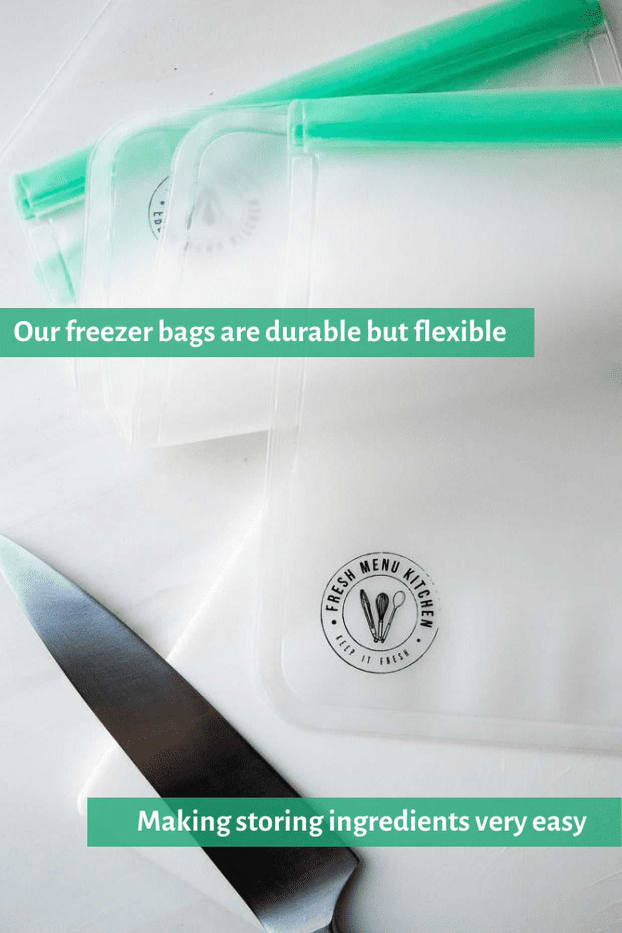 Reusable Freezer Bags One Gallon Size by Fresh Menu Kitchen