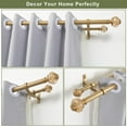 thumbnail image 7 of Double Curtain Rods 36 to 72 Inches(3-6 Feet) with Solid Aluminum Alloy Brackets, 1” Front and 5/8” Back Telescoping Drapery Rod for Windows, Heavy Duty Decorative Curtain Rods, Warm Gold, 7 of 7