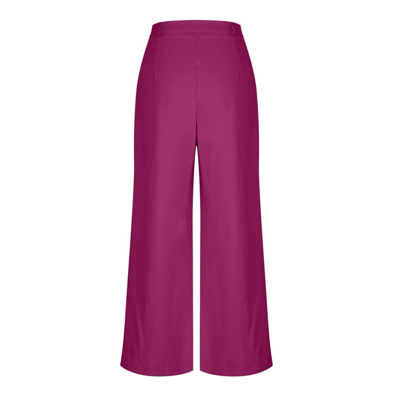 Dxzfnsa Women Wide Leg Dress Pants Women's High Waisted Straight Leg Business Trousers Fashion Solid Color Slacks Work Pants Casual Button Down Trousers