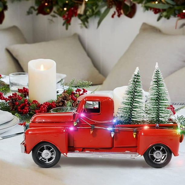 Acheter Décor de camion de noël, décoration de voiture rouge de vacances,  ornements de ferme pour enfants