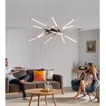 thumbnail image 4 of Q&S Modern Chandelier,Farmhouse Mid Century Industrial Oak White LED Sputnik New Art Lamp with Remote Control Dimmable Hanging Pendant Light Fixture for Living Room Dining Room Kitchen Bedroom, 4 of 8