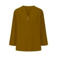 thumbnail image 4 of Brown Women Shirts, Women'S Fashion Casual V Neck Button Up Short Sleeved Blouse,Women Shirts M, 4 of 6