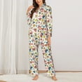 thumbnail image 2 of Honeii Butterfly Flowers print Women's Pajama Sets Long Sleeve Button Down Sleepwear Nightwear Soft Pjs Lounge Sets-Medium, 2 of 7