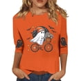 thumbnail image 3 of Trgacdwlo Halloween Shirts for Women 3/4 Sleeve Funny Pumpkin Ghost Crew Neck Shirts for Women Vintage Ghost Pattern Fall Pullover Tops M, 3 of 7