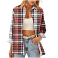 thumbnail image 5 of Uootdi Plaid Gradient Color Long Sleeve Shirts for Women Button Down Dressy Casual Blouses Plaid Lightweight Fall Tops, 5 of 6