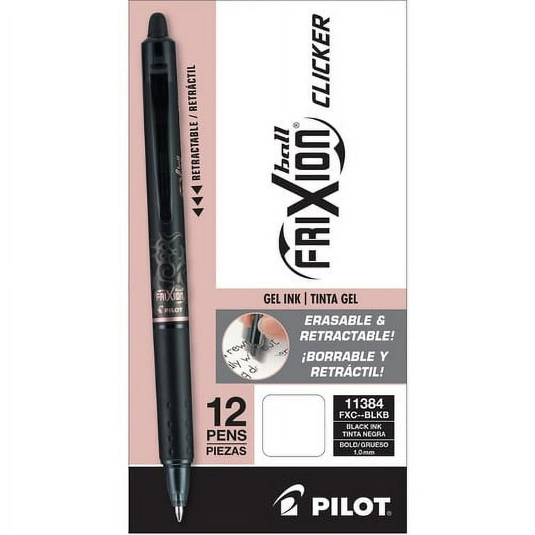 (2) Pilot FriXion Clicker Erasable Pen Black Gel Ink. 3 Pack Bold, 1.0 mm, 11390