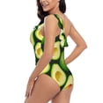 thumbnail image 4 of Sikiie Avocado Print Women One Piece Swimsuits Tummy Control One Shoulder Bathing Suits Ruffle Swimwear, From S to XXL-Medium, 4 of 6