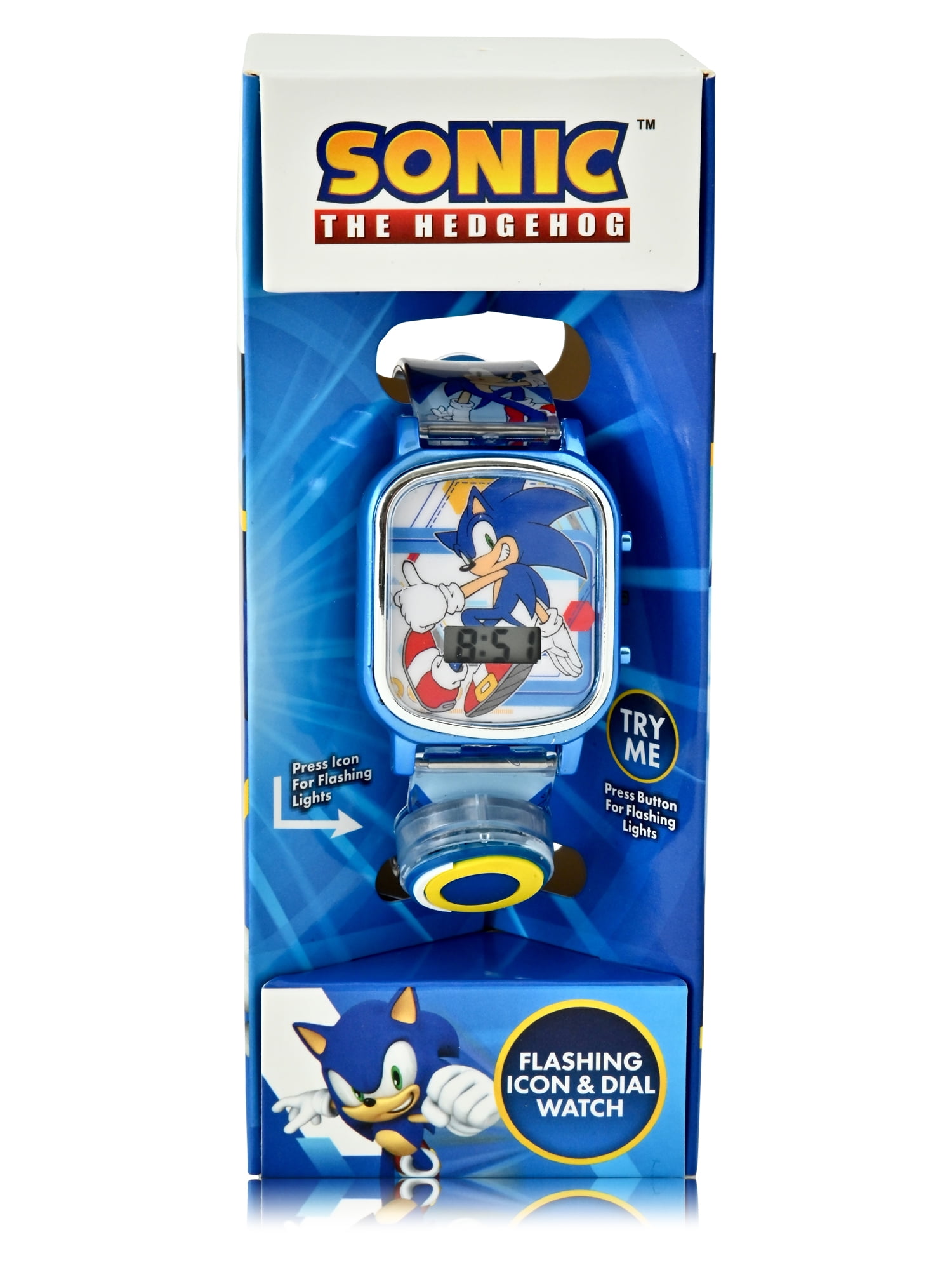 SEGA Sonic The Hedgehog LCD Unisex Child Watch with Flashing Lights on Silicone Strap (SNC4206MWM)