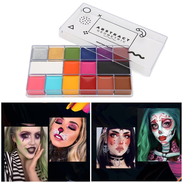 16 Colors Face Body Paint Set, Oil Athena Face Painting Palette For Halloween Cosplay Costumes Halloween Face Makeup Halloween Makeup Kit Cosplay Makeup Kit Face Painting Plate