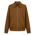 thumbnail image 7 of Horkkom Suede Jacket Women Winter Zip Up Cropped Jacket Casual Trendy Lapal Jacket M, 7 of 7