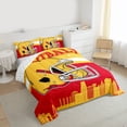 thumbnail image 3 of jejeloiu Rugby Sport City Queen Comforter Set,Red Yellow Bedding Comforter Set For Boys Kids Reversible 3-Piece, 3 of 8