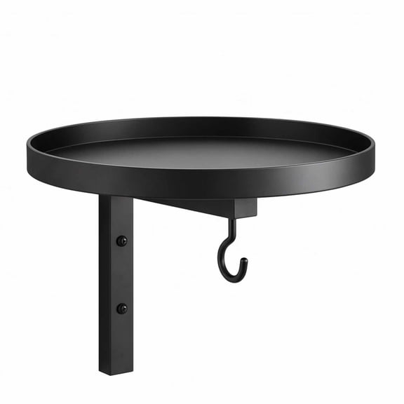 Wall-Mounted Metal Bird Bath Basin, Black Deck Rail Bird Tray with Hanging Hook for Feeder, Bracket Waterer Fence Tree Balcony Porch Yard Outside for Crow Hummingbird Cardinal Finch Oriole