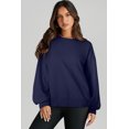 thumbnail image 3 of Stylish High Low Hem Sweatshirt for Women - Navy Blue O Neck Long Sleeve - [ZhiHiMeRi] | (US 16-18)XL, 3 of 12