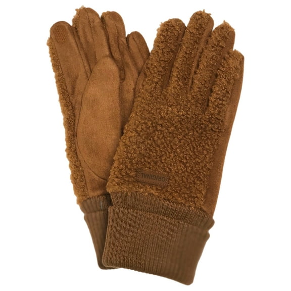 Womens Nubby Caramel Brown Stretch Fit Texting & Tech Touchscreen Gloves