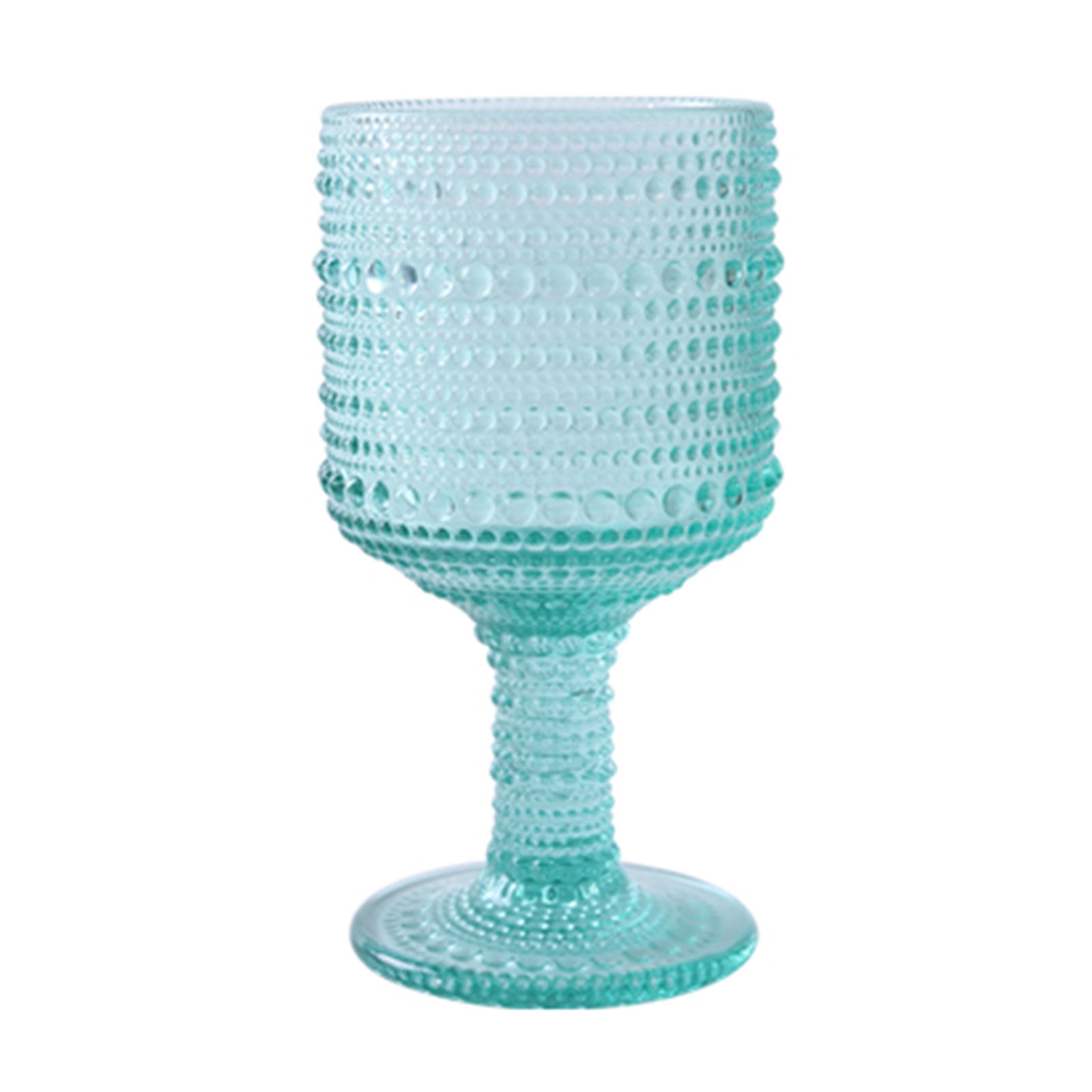 Set Of 2 Blown Glass Goblet Wine Glass 10 Oz SKY BLUE  Juice Stemware 3” Stem 