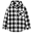 thumbnail image 3 of Tiijoy Girls Plaid Hooded Wool Blend Shacket Button-Down Shirt Jacket, Black, Sizes 4-13, 3 of 7