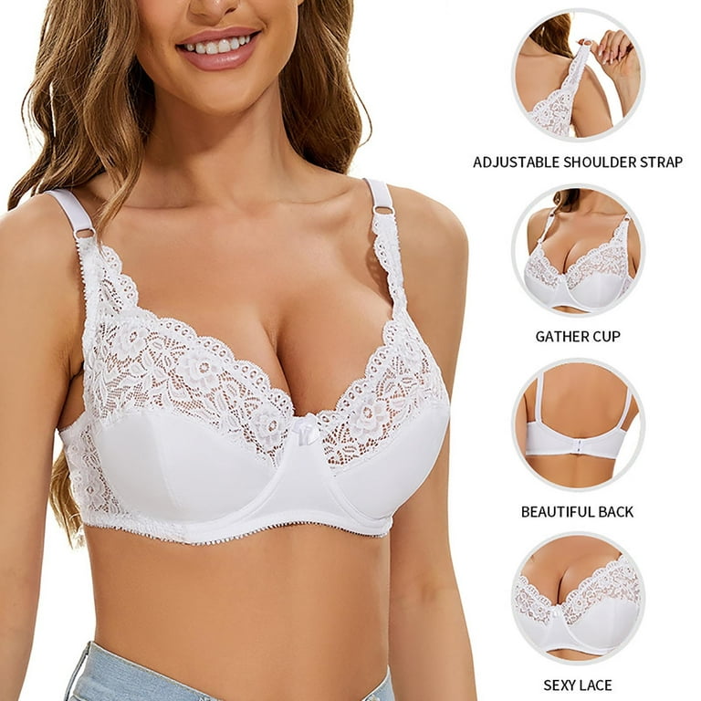 Meichang Women's Lace Bras No Wire Support T-shirt Bras Seamless