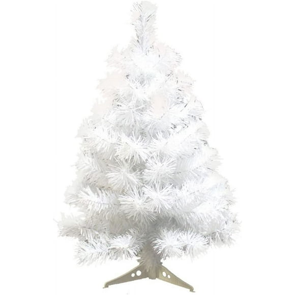 60cm Artificial Christmas Spain with Plastic Holder Christmas Tree for Home Decoration, Christmas (White)