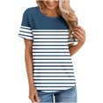 thumbnail image 1 of Fiudx Ofertas Flash Del Día Solo En Línea Top de Cuello Redondo de Manga Corta Insertado con Hombros Estampados Informales para Mujer a La Moda, 1 of 4
