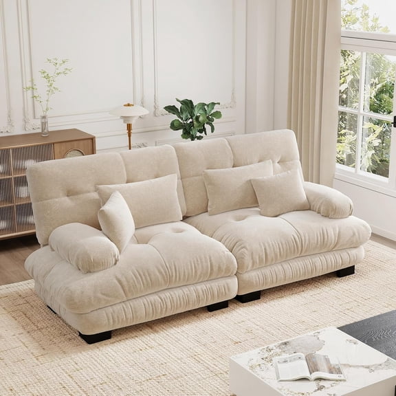 94.4'' Loveseat, Sectional Couch Sofa, Memory Foam Chenille Cloud Sofa with Pillow, Deep Seat Sectional Couch for Small Spaces, Studio Apartment, Game Room, Small Living Room