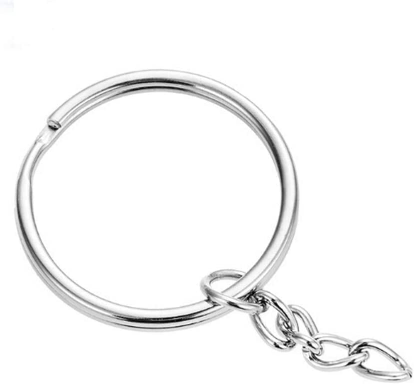 20mm Flat Keychain Ring with chain Metal Keychain Findings Split Key R –  Rosebeading Official