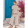 thumbnail image 4 of EKOUAER Lounge Set for Women Travel Outfits 2 Piece Sets Short Sleeve Sweater Top Wide Leg Long Pants Loungewear, 4 of 6