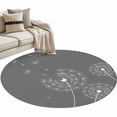 thumbnail image 2 of 3ft Round Rug, Grey Dandelion Non-Skid Rubber Backing Large Area Rugs - Living Room Bedroom Home Office, Abstract Art Simple Floral Indoor Floor Mat Carpets Washable Rug, 2 of 9