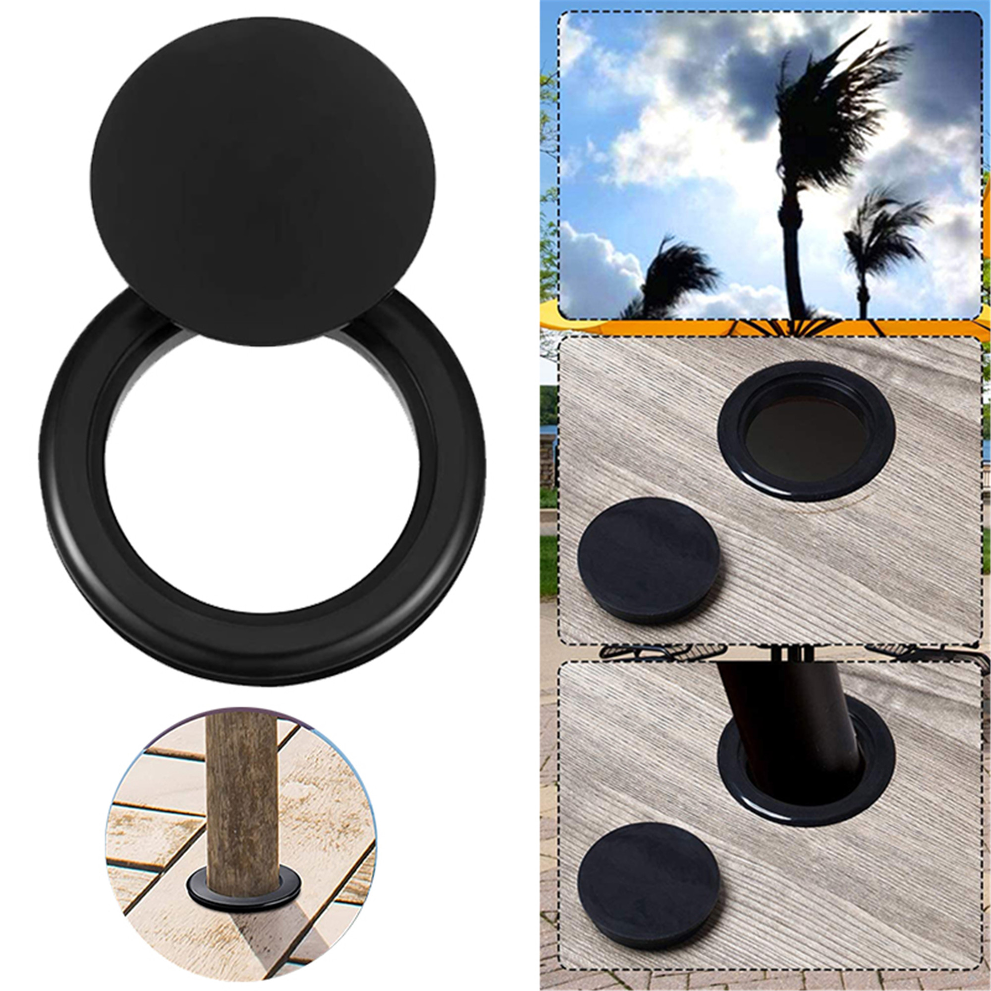 Elbourn 1Pc 2inch Silicone Patio Table Umbrella Hole Ring Plug and Cap