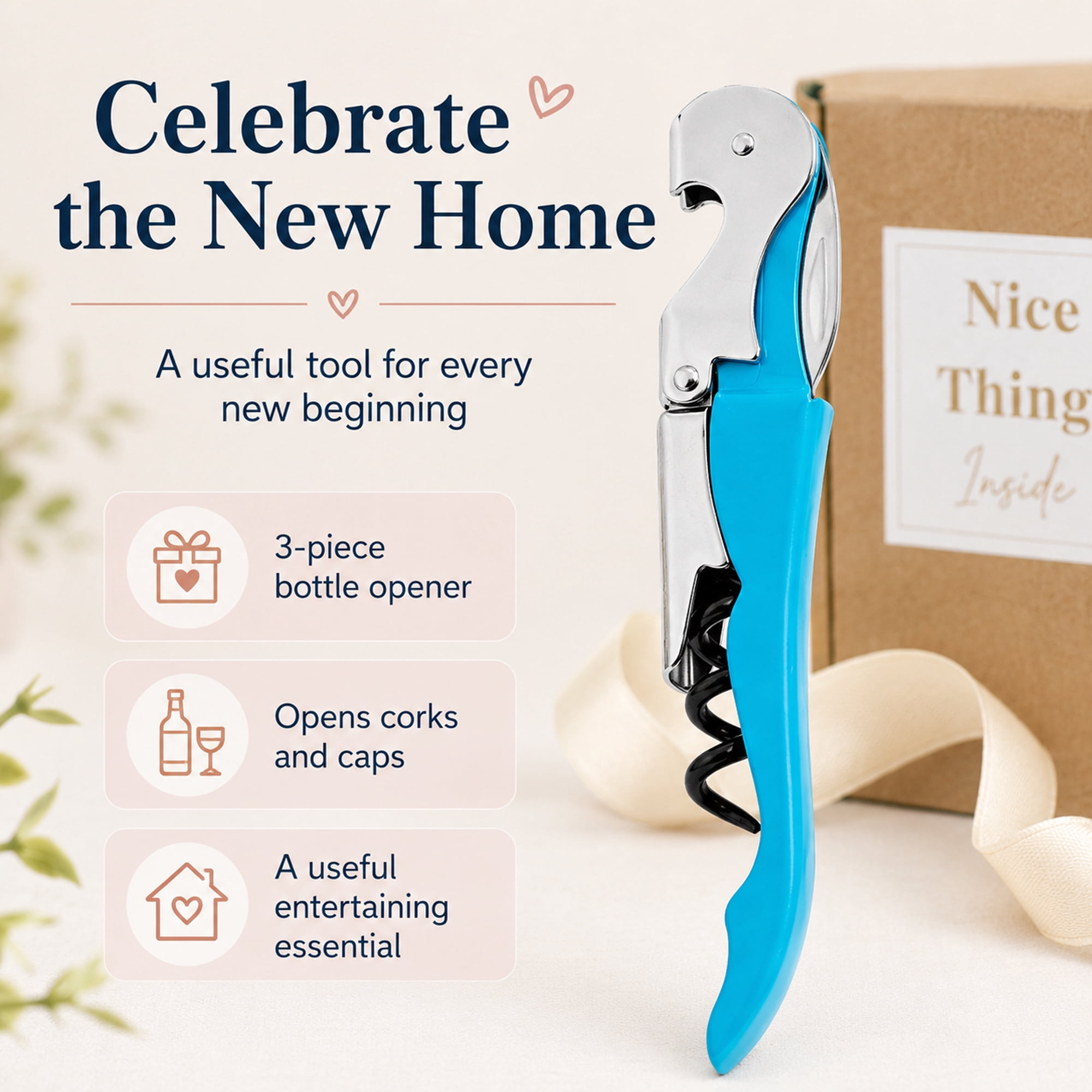 Housewarming Gift Set for New Home, 8-Piece New Home Gift Box with Ceramic Mug, Coasters, Bottle Opener, Keychain, Cleaning Cloth, Tabletop Sign and Greeting Card