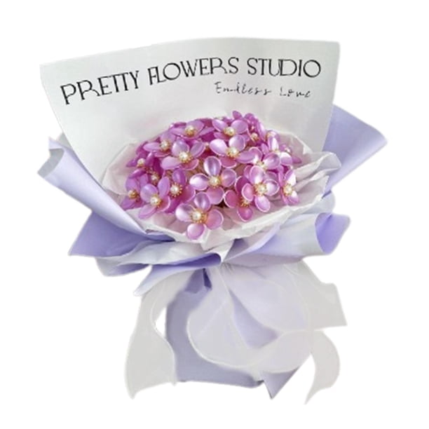 Ramo de flores de magnolia de imitación DIY, flores artificiales, elegante regalo de boda pétalos de púrpura
