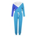 thumbnail image 4 of YUGYXL Plus Size Sweatsuits Set for Women 2 Piece Tracksuits Color Block Outfits Crew Neck Top and Sweatpants Light Blue L, 4 of 5