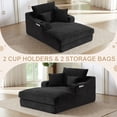 thumbnail image 5 of 68" Oversized Chaise Lounge Chair Indoor, Holaki Corduroy Upholstered Boneless Sofa Bed with 2 Cup Holder & Throw Pillow, Comfy Cloud Sofas Couch for Living Room, No Assembly Required, Black, 5 of 8