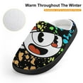 thumbnail image 4 of Smile Cuphead Kid's Cotton Slippers Winter Warm Soft Plush Slippers with Rubber Sole Non-Slip Indoor Outdoor Slip on Shoes Fluffy House Slippers For Boys Girls Teen, 4 of 8