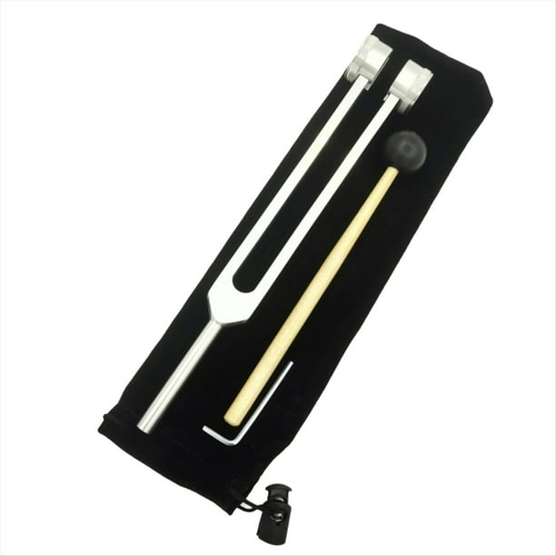 Dipasón Plateado Extendido de 25 cm para Limpieza de Oídos Diapasón de 128 HZ con Llave, Bolsa de Tela y Martillo