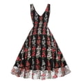 thumbnail image 3 of SWSMCLT Women's Summer Dresses V Neck Vintage A Line Tulle Floral Party Sleeveless Cocktail Evening Gown Sundress Black X-Large, 3 of 4