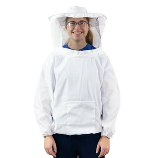 Bees & Co K74W Natural Cotton Beekeeper Jacket with Fencing Veil White