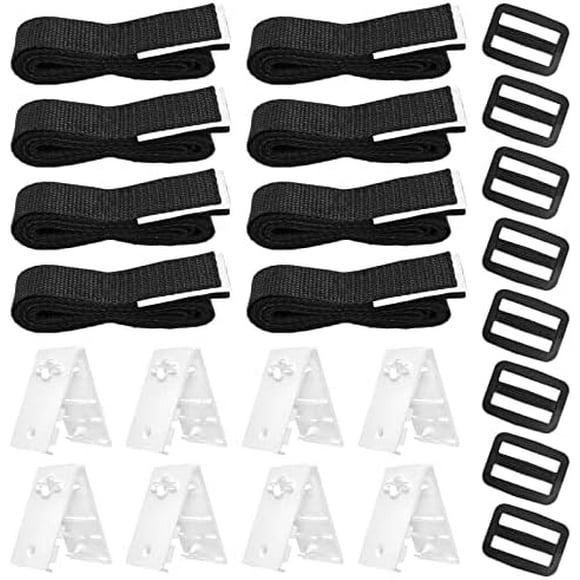 Queilt Solar Pool Cover Fixing Kit, Universal Inground Pool Solar Cover Straps Kit Including 8 Nylon Straps, 8 Cord Plates, 8 Buckles