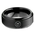 thumbnail image 2 of Tungsten Horoscope Taurus Band Ring 8mm Men Women Comfort Fit Black Step Bevel Edge Brushed Polished, 2 of 4