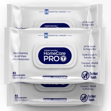 Welmedix Homecare Pro Oversized Daily Cleansing Adult Wipes, No Rinse, Wet Cleansing, Bathing Wipes, Hospital Grade, pH Balanced for Fragile Skin