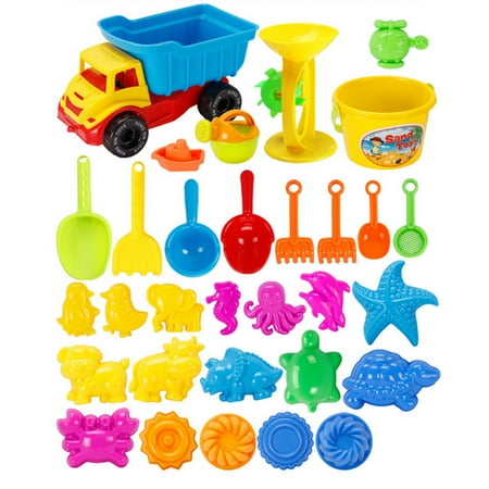 31 Pieces Beach Sand Toys Set with Mesh Bag for Kids - Color